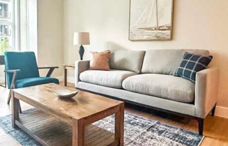 Contemporary Bahia coffee table in a cozy living room setup